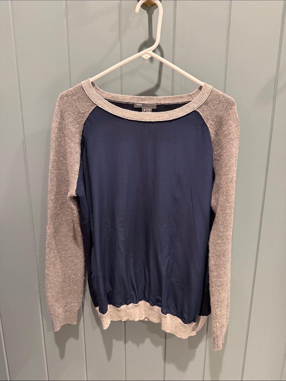 Women’s Two-Tone Navy and Gray Raglan Sweater
